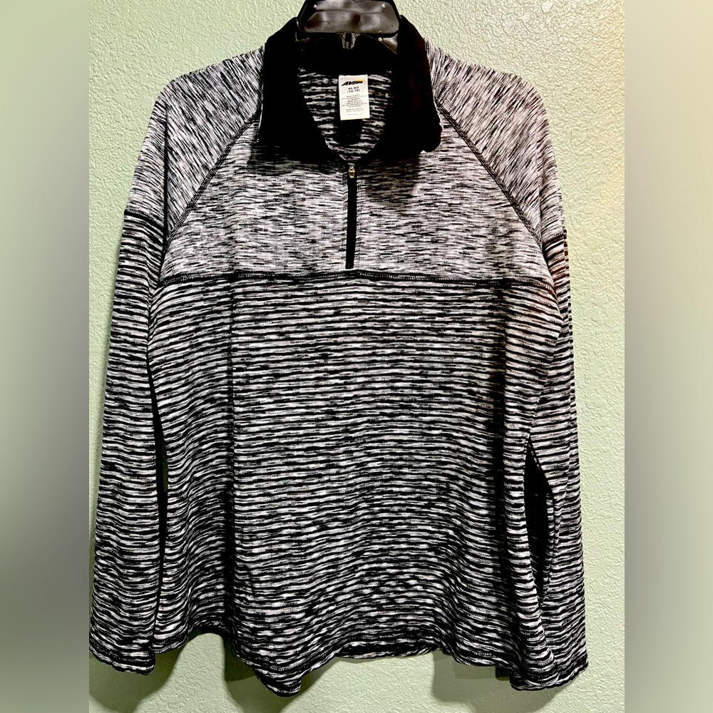 Avia Striped Quarter Zip Long Sleeve Athletic Pullover
